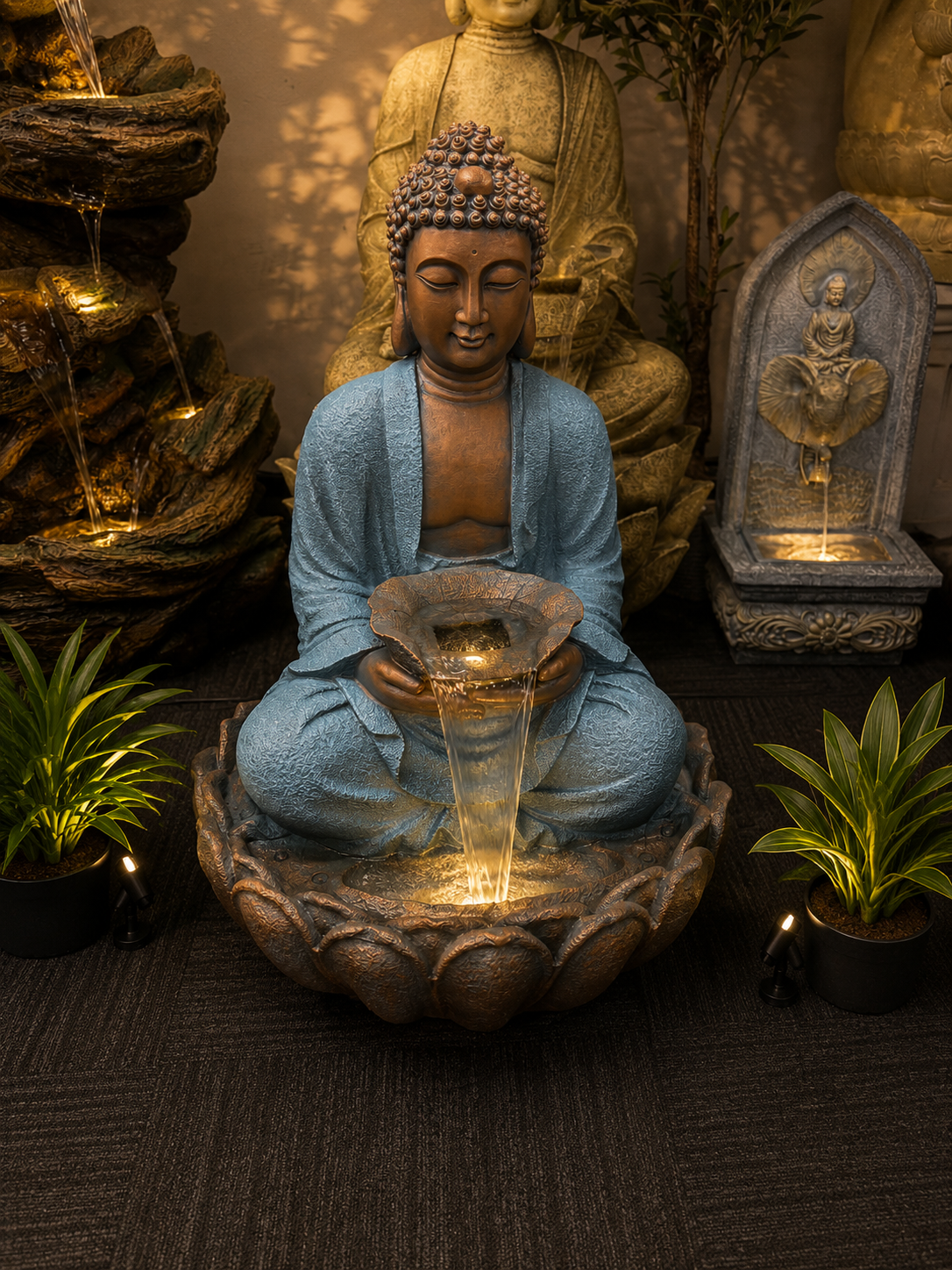 Sublimo Masterpiece Buddha Water Feature with Great Water Sound & Colour Fountain