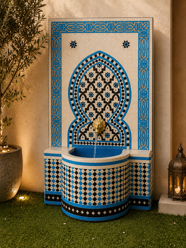 Custom Mosaic Fountai for Outdoor/Indoor - Mid Century Fountain water inside Modern Flair - Moroccan Hung or Floor Fountain