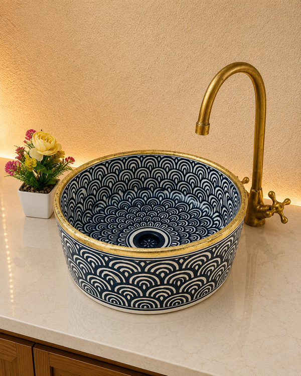 Bathroom vessel sink - basin ceramic 100% handmade - modern bathroom- mid century modern Flair