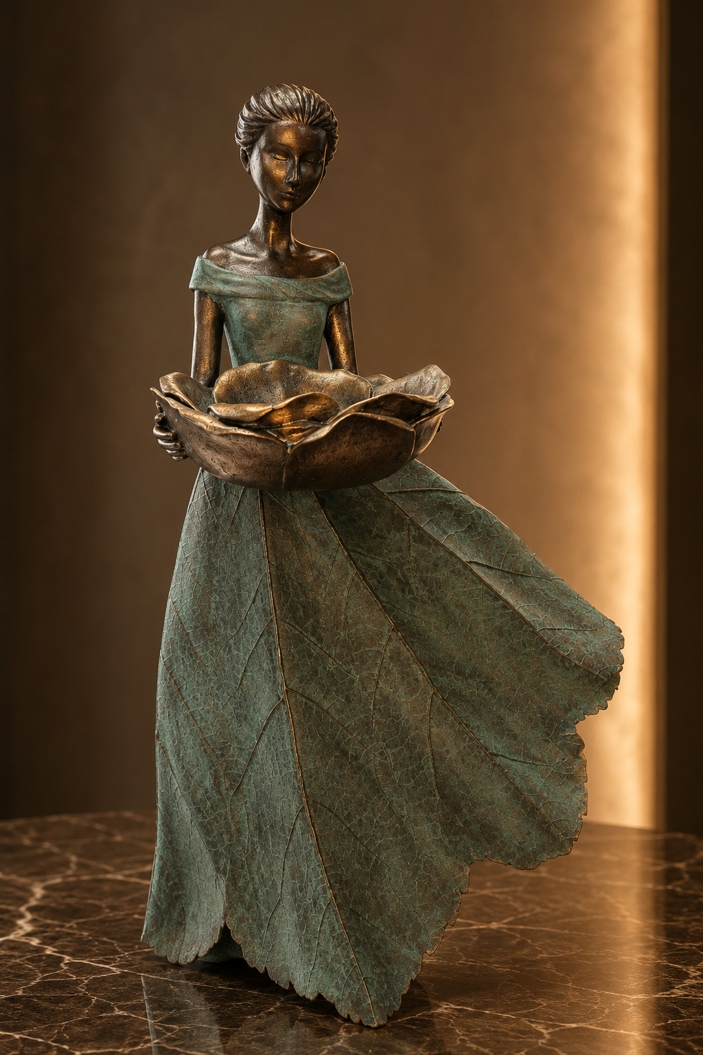 Sabrina Elegant Lady in Bronze with Blue Leaves Dress New Collection
