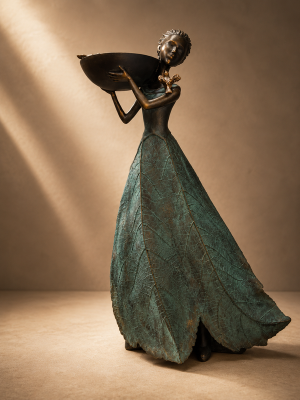 Rosalina Elegant Lady in Bronze with Blue Leaves Dress New Collection