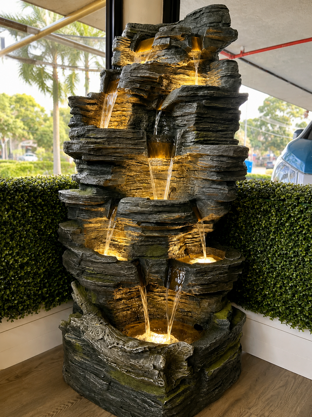 Junipero Falls Natural Looking Rock Design Water Feature