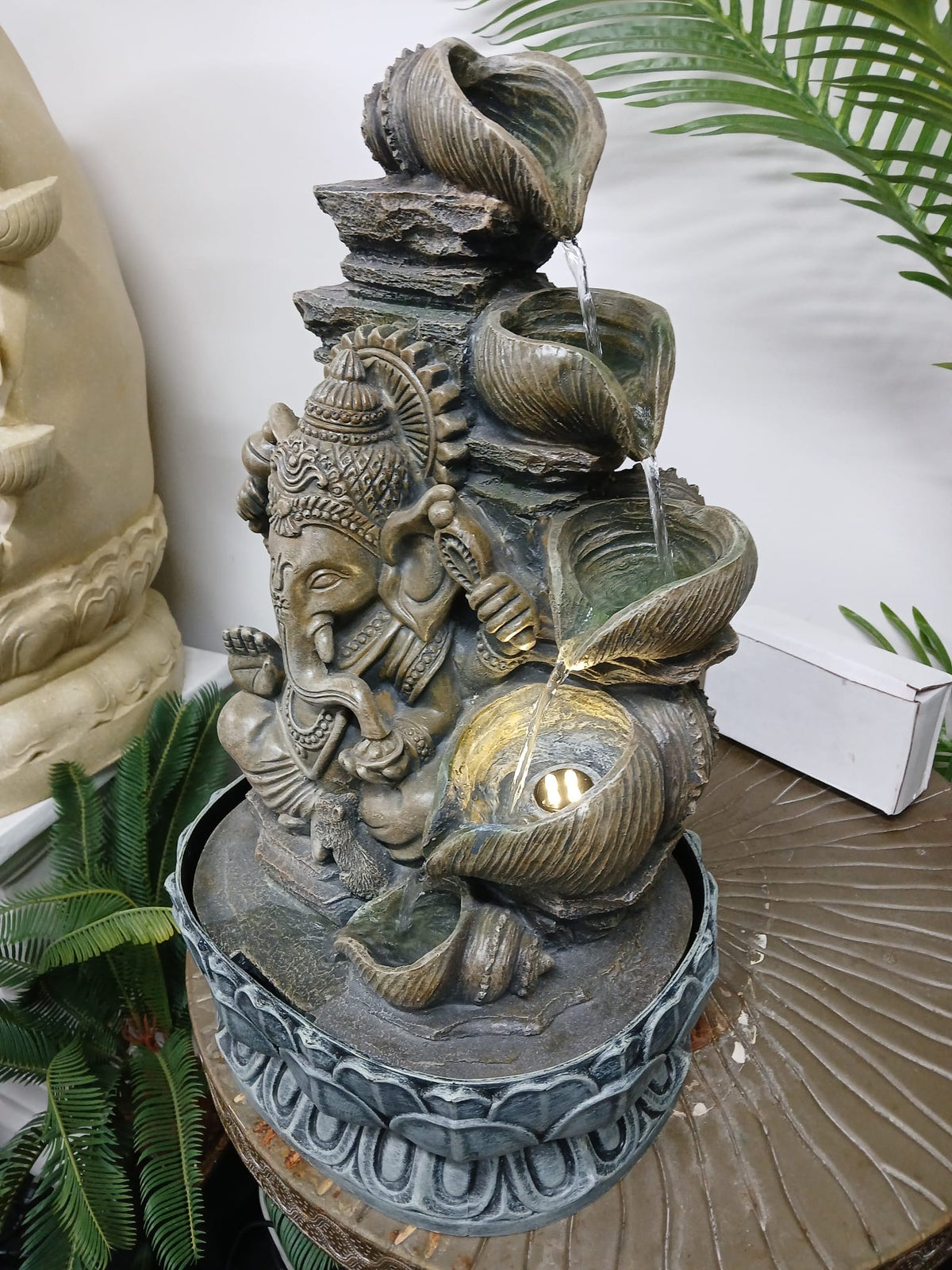 Vitality Ganesh Tabletop Water Feature 54cm Tall Indoor Fountain Unique Colour