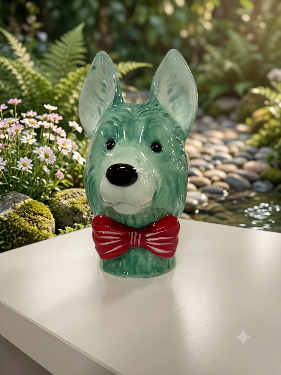 GERMAN SHEPHERD HEAD VASE TURQUOISE DOLOMITE PERFECT GIFT COLLECTORS ITEM
