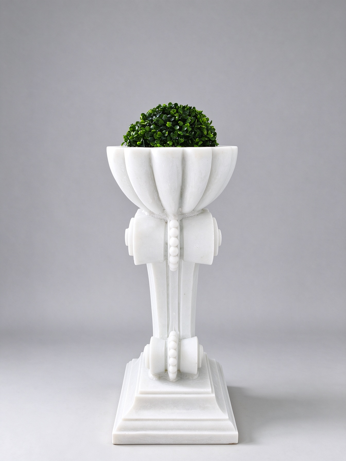 Antorcha Scroll Pedestal Planter with Artificial Topiary