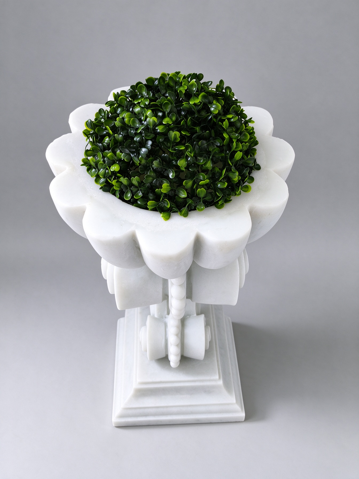 Antorcha Scroll Pedestal Planter with Artificial Topiary
