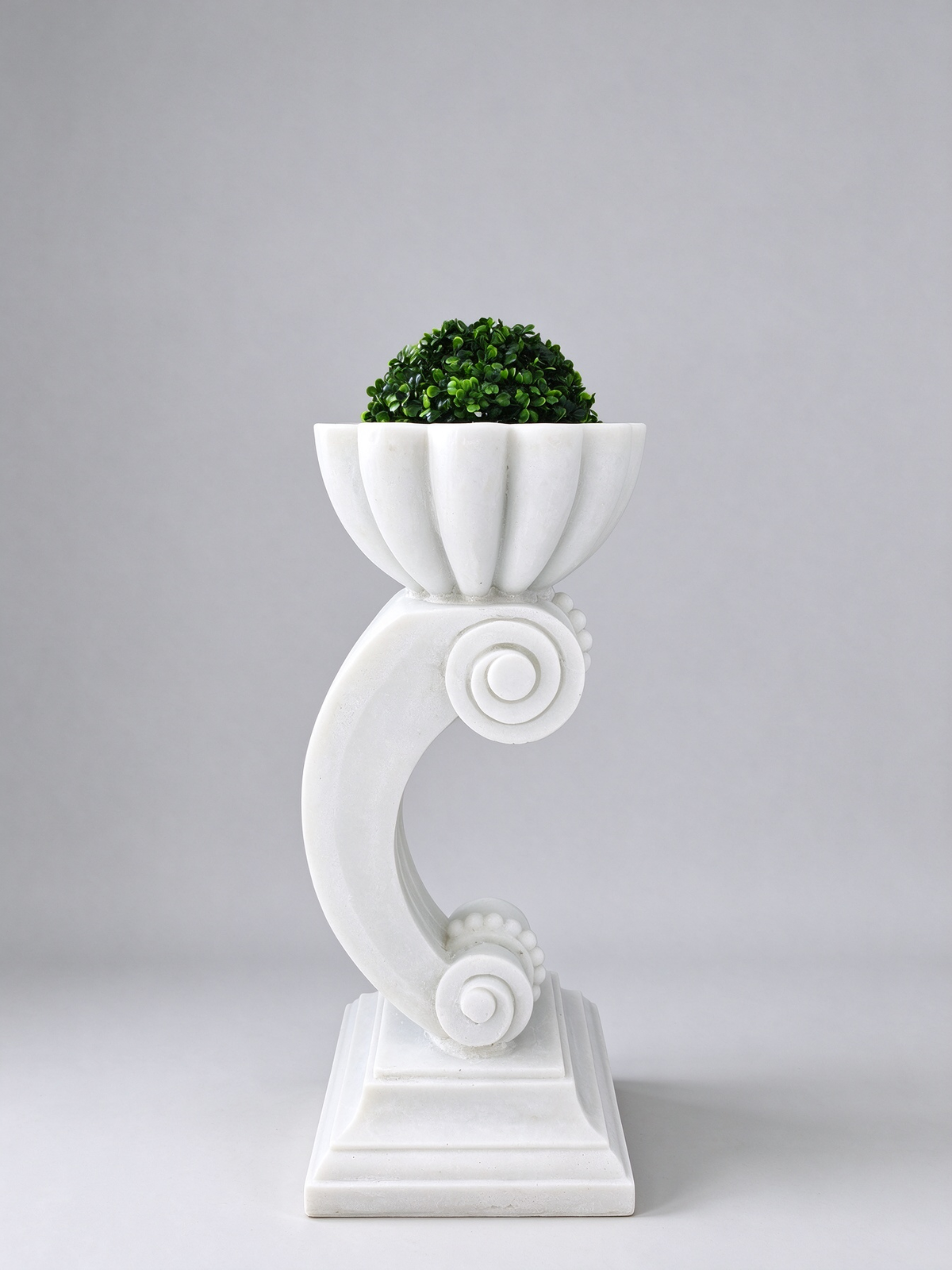 Antorcha Scroll Pedestal Planter with Artificial Topiary