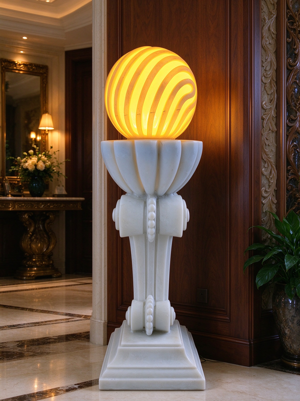 Antorcha Scroll Pedestal Outdoor Light in White