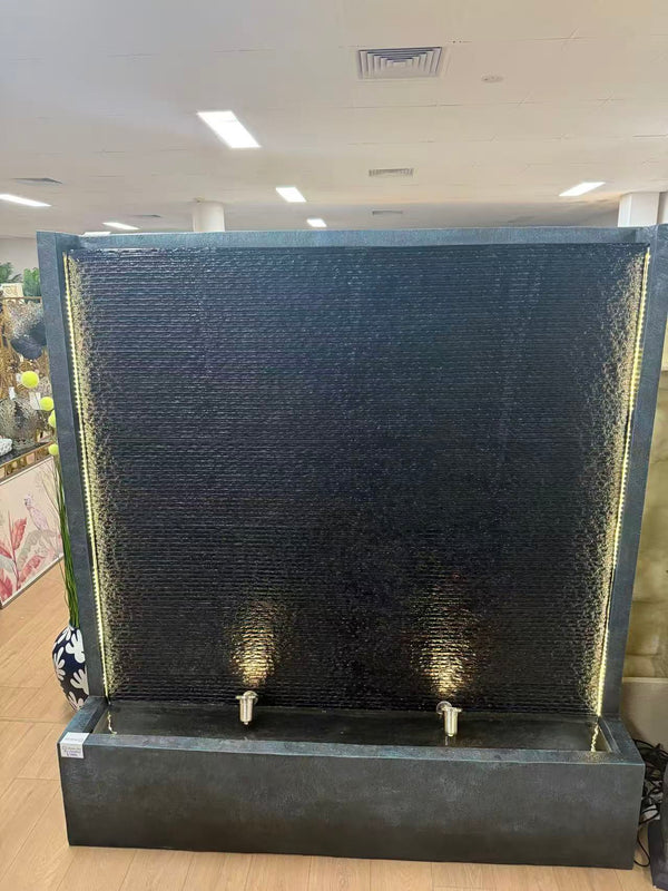 Rio Dominos Granite Look Water Wall Outdoor Black Curtain