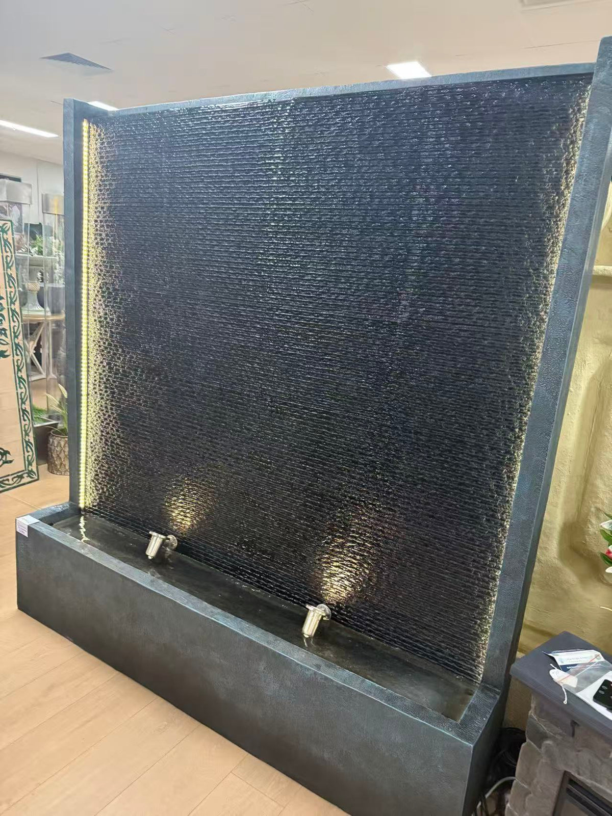 Rio Dominos Granite Look Water Wall Outdoor Black Curtain