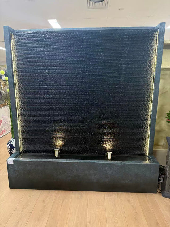 Rio Dominos Granite Look Water Wall Outdoor Black Curtain