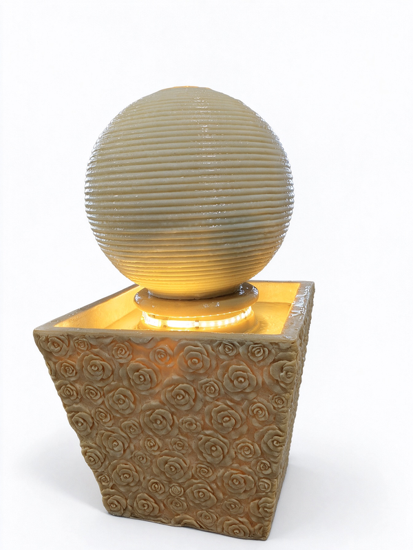 Rosaleda Rose Sphere Fountain in Beige