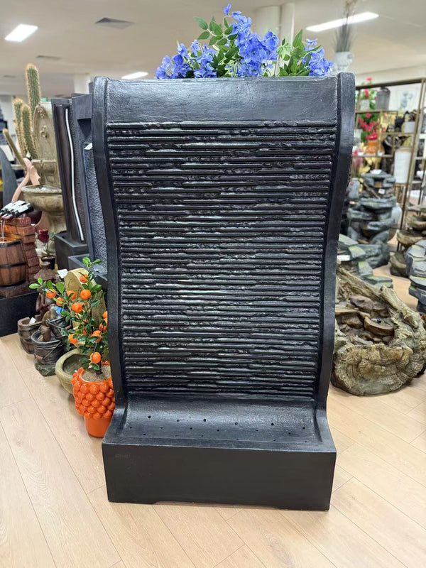 Ariana Stylish Tall Black Water Wall Made Cement Fibre
