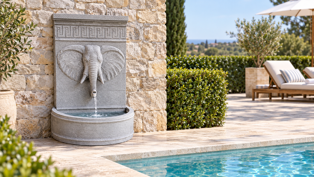 Annibale – Elephant Head Wall Fountain | Fibre Cement | Pump & Lights Included ETA 13 Nov 2026 Sydney