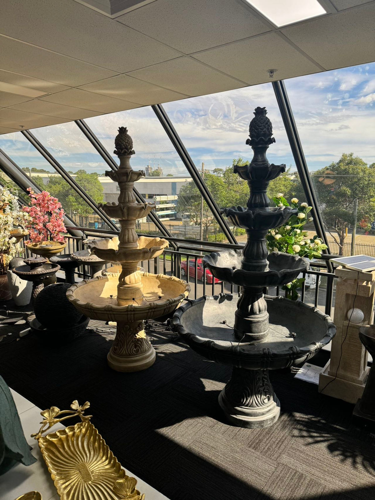 Lisboa Black Stone Effect 5-Tier Electric Powered Tiered Water Fountain