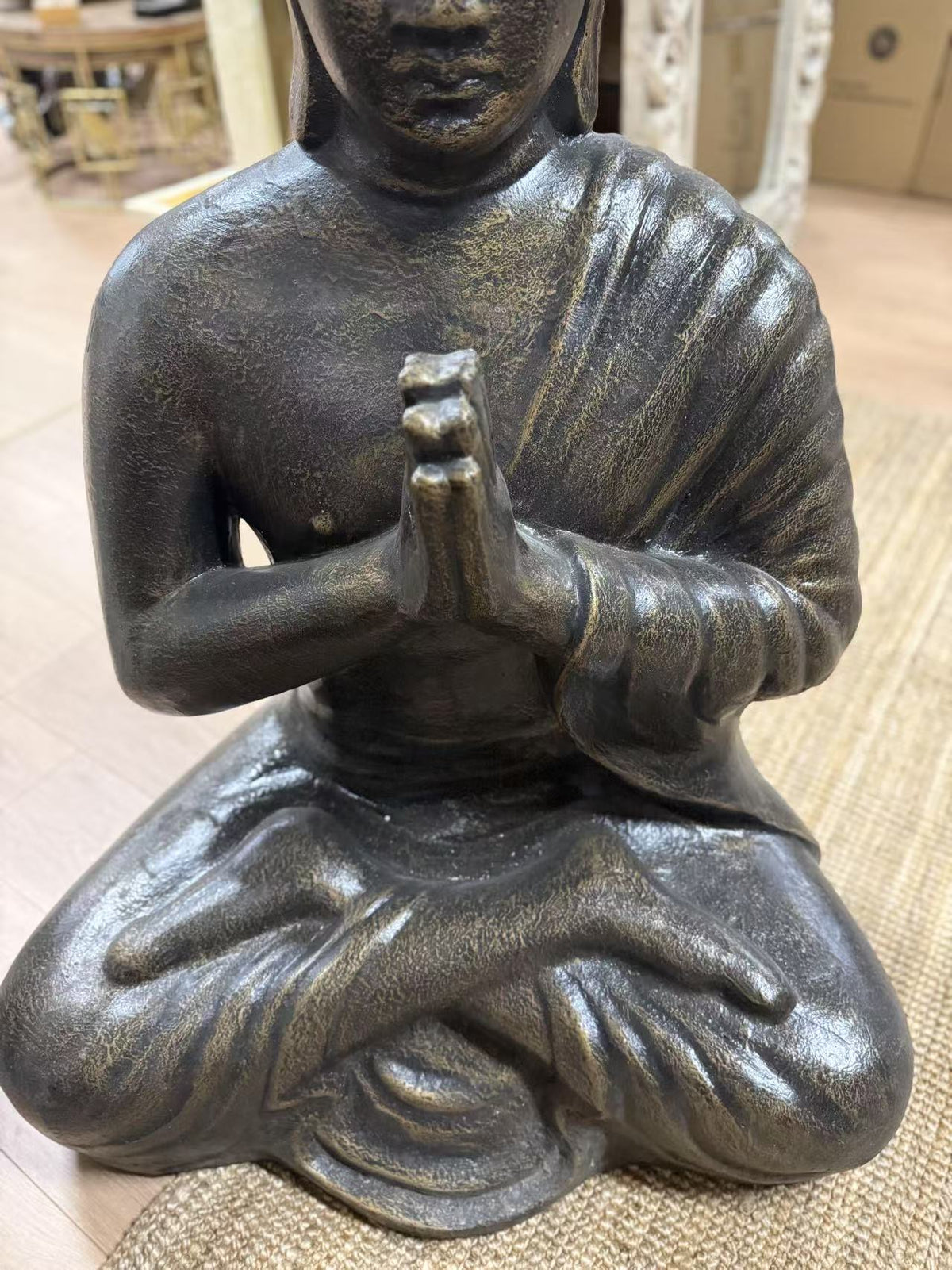 Joy Buddha Statue Black Gold Cement Fibre ETA July 2026