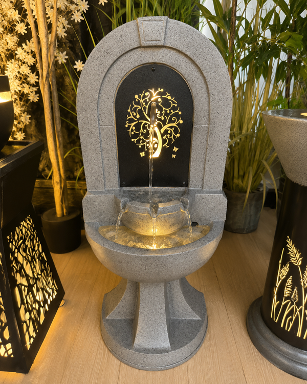 Posh Metal Outdoor & Indoor Water Feature with Lights and Electric Pump