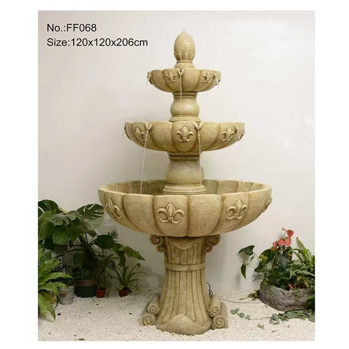 Nazaria 3-Tier Water Fountain Beige Colour Tall Water Feature