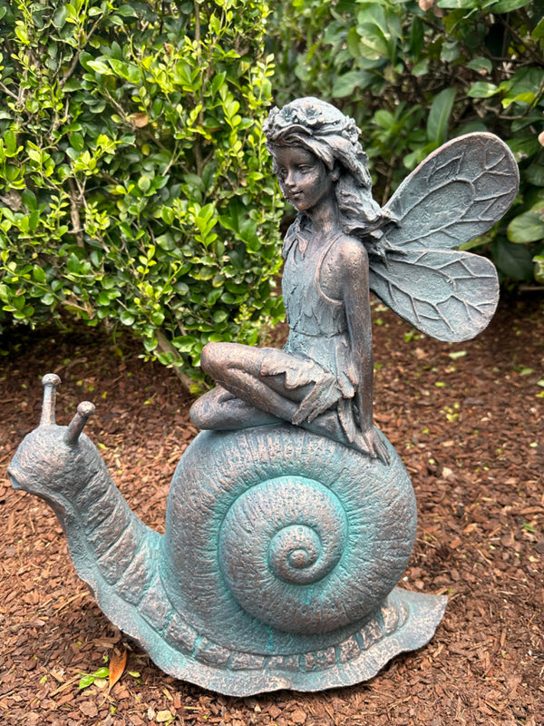 Journey Fairy Sailing on a Snail Garden Décor Ornament MGO Outdoor Statue