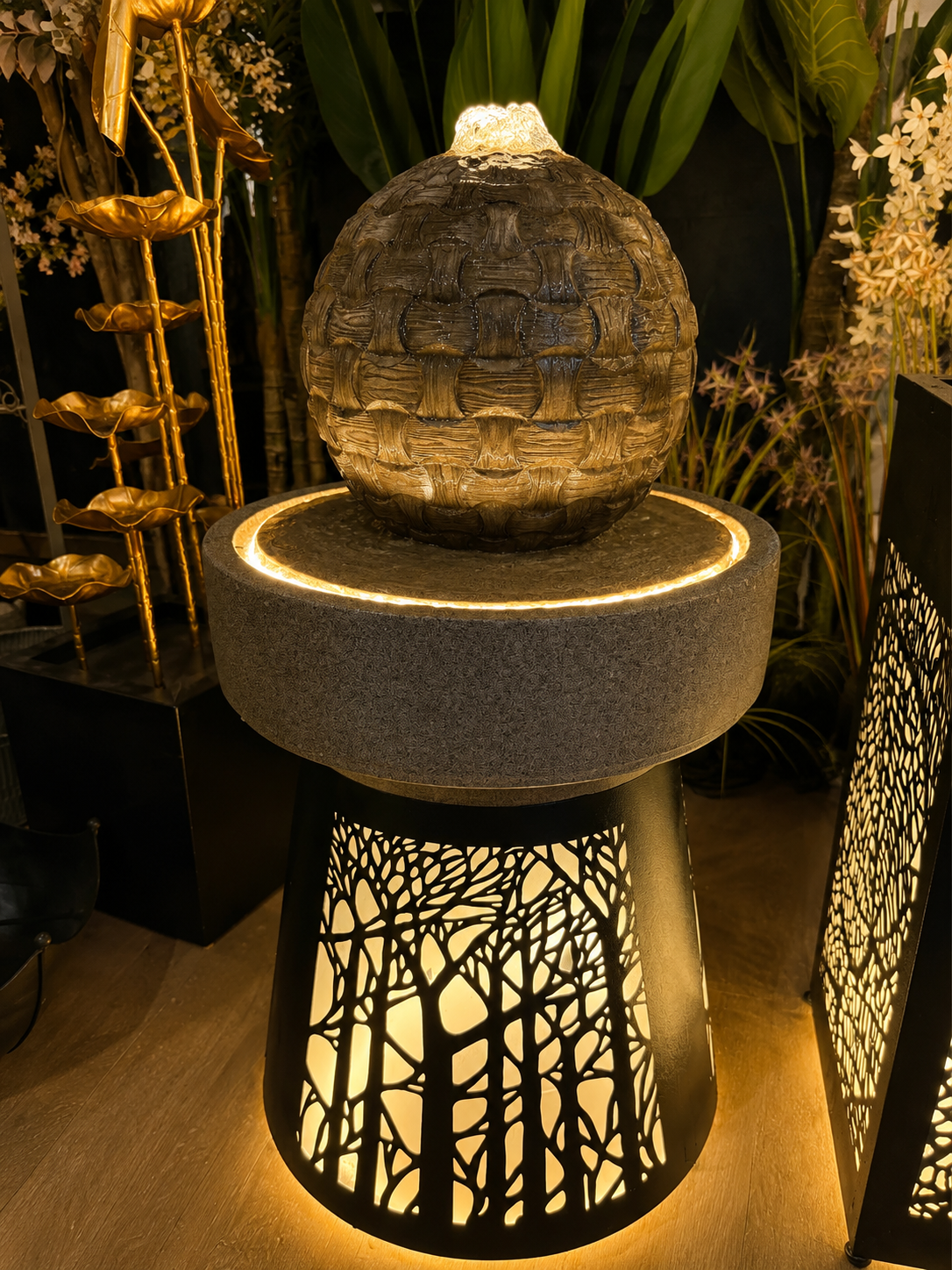 Peak Metal Outdoor & Indoor Water Feature with Lights and Electric Pump