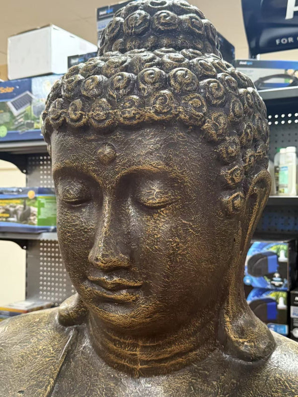 Mutiara Extra Large Buddha Statue Black Gold Cement Fibre Material Outdoor