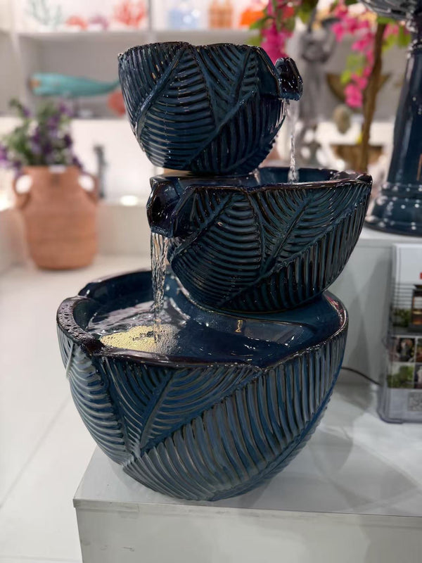 Mirador Glazed Ceramic Fountain Multi Drop Blue Colour