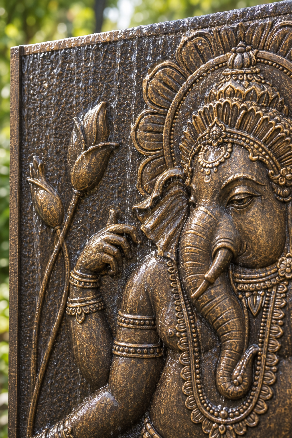 Ganapati – Extra Large Lord Ganesh Water Wall | 2m x 2m