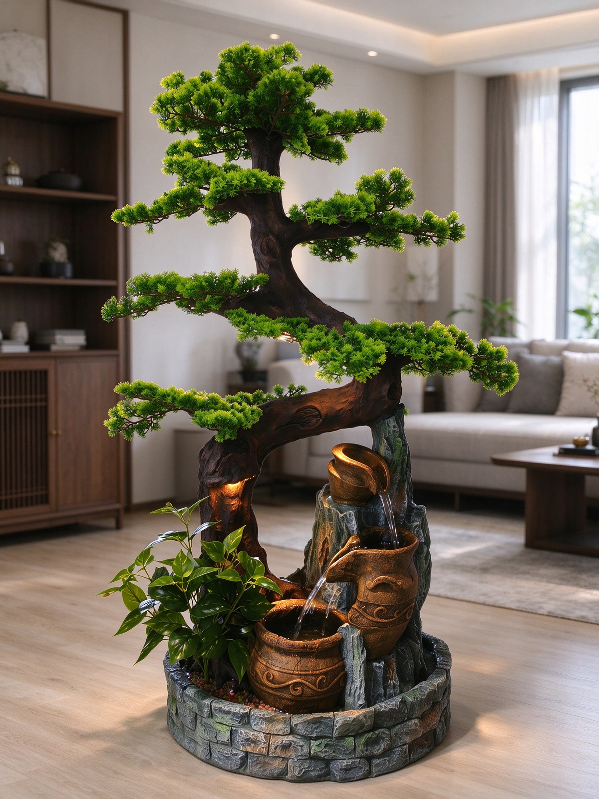 Sabina Bonsai Cascade Fountain in a living space