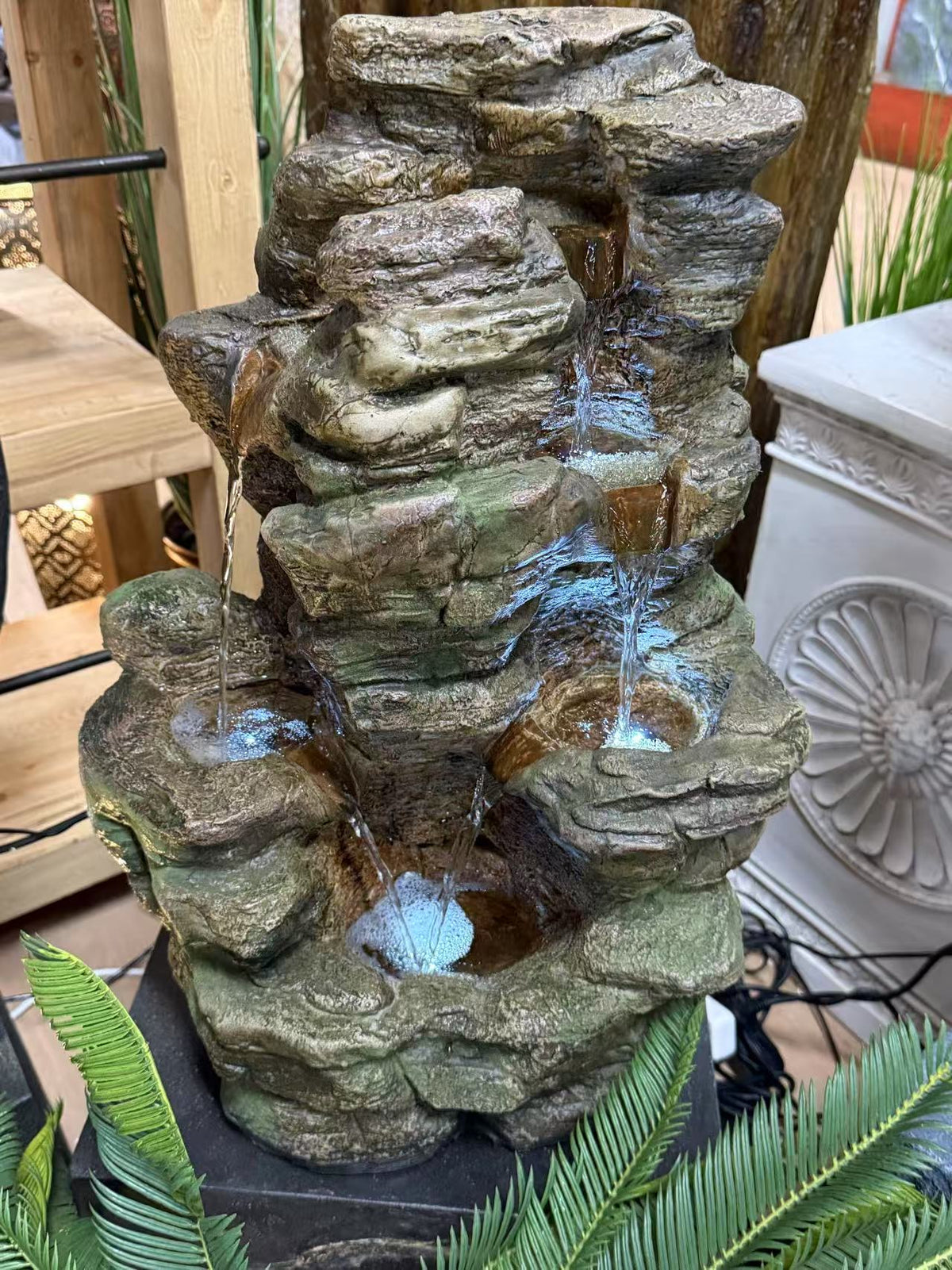 Waitomo Cascading Rock Fountain Lights Pump Sound