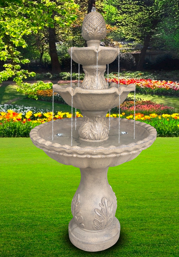 IGLESIA Stone Effect 3-tiered Solar Water Feature