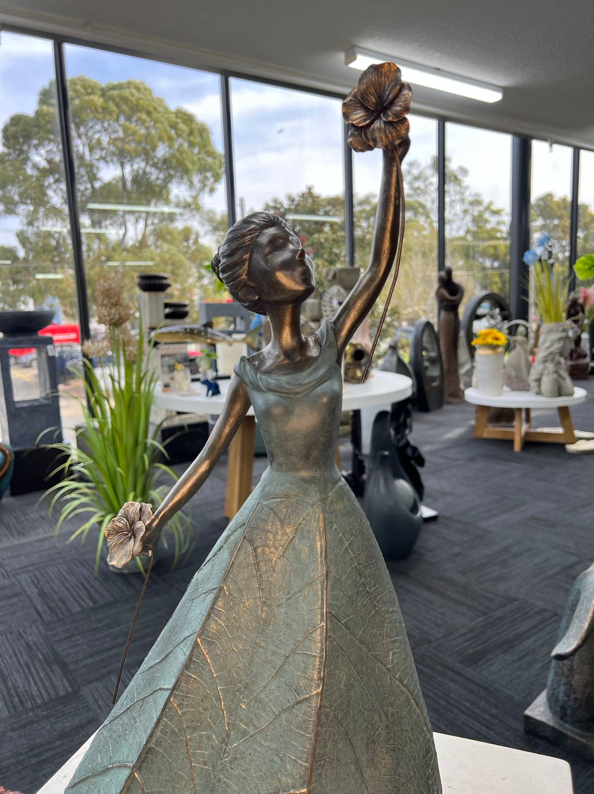 Georgina Elegant Lady in Bronze with Blue Leaves Dress New Collection