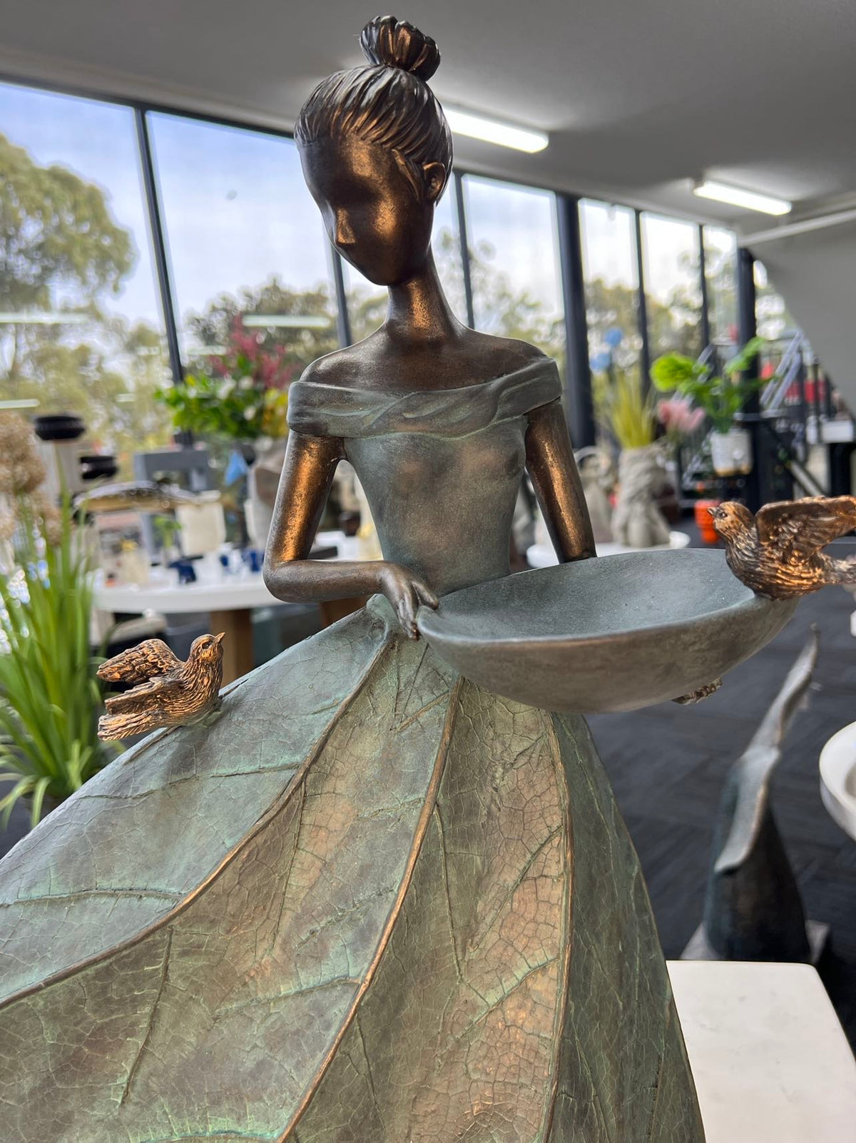 Costadina Elegant Lady in Bronze with Blue Leaves Dress New Collection