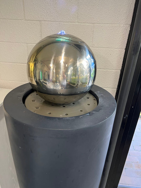Entrada Tall Outdoor Fountain with Stainless Steel Ball