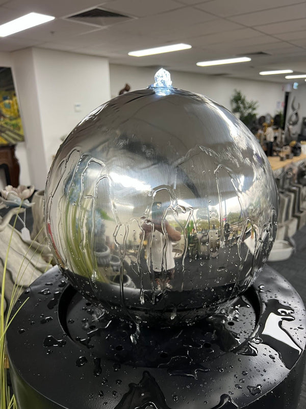Entrada Tall Outdoor Fountain with Stainless Steel Ball