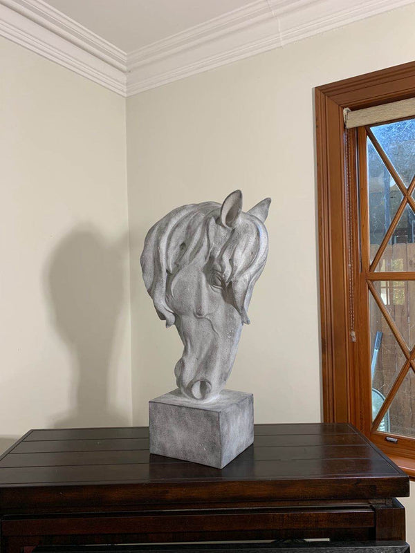 Horse Head Grey Stone Colour Finest Details Gutsy Size Indoor & Outdoor