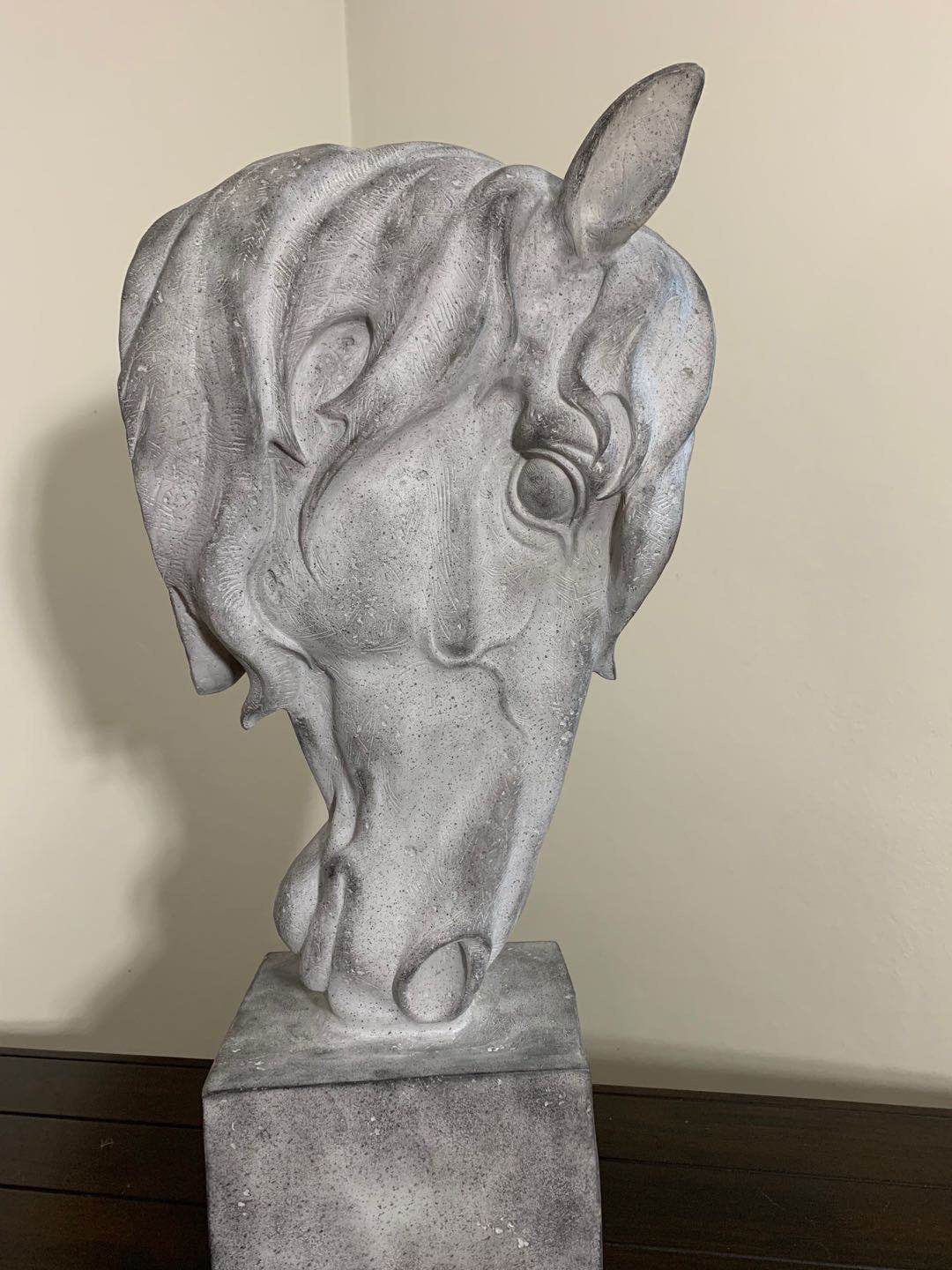 Horse Head Grey Stone Colour Finest Details Gutsy Size Indoor & Outdoor