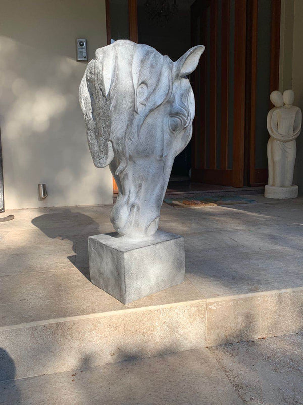 Horse Head Grey Stone Colour Finest Details Gutsy Size Indoor & Outdoor
