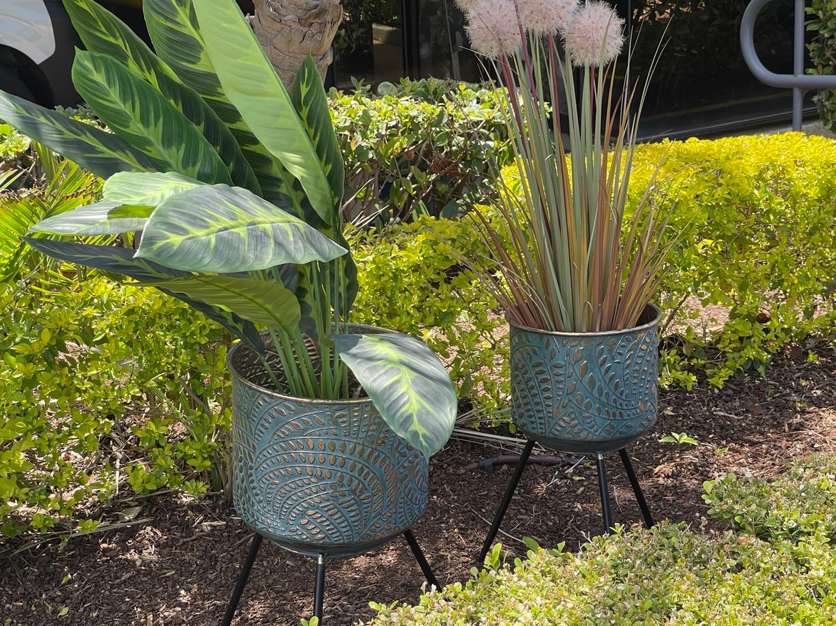 Metal Planters Pair Andalusian Design NEW Summer 2021
