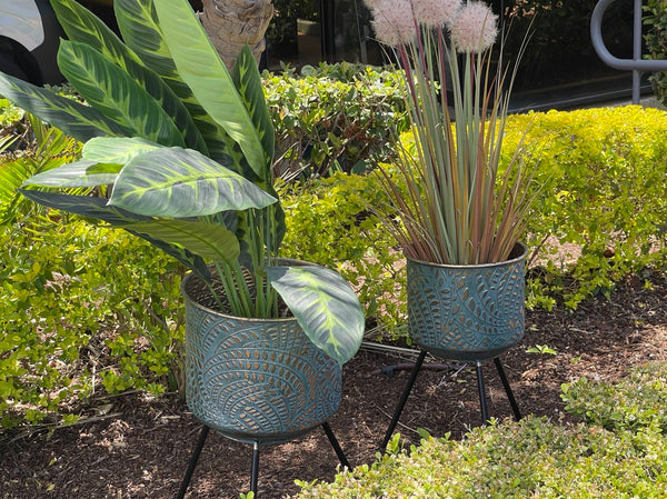 Metal Planters Pair Andalusian Design NEW Summer 2021