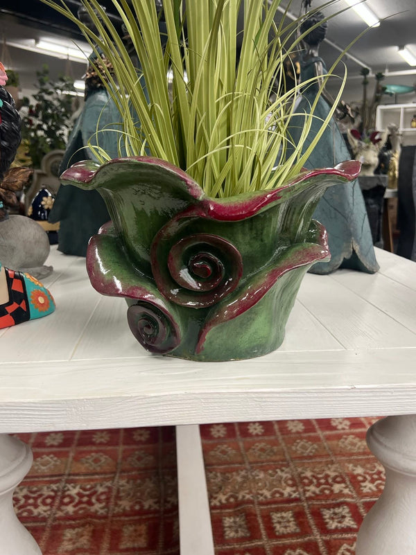 ROSE HETEROTYPIC FLOWER POT(OUTDOOR), GREEN/RED, 36*36*23CM