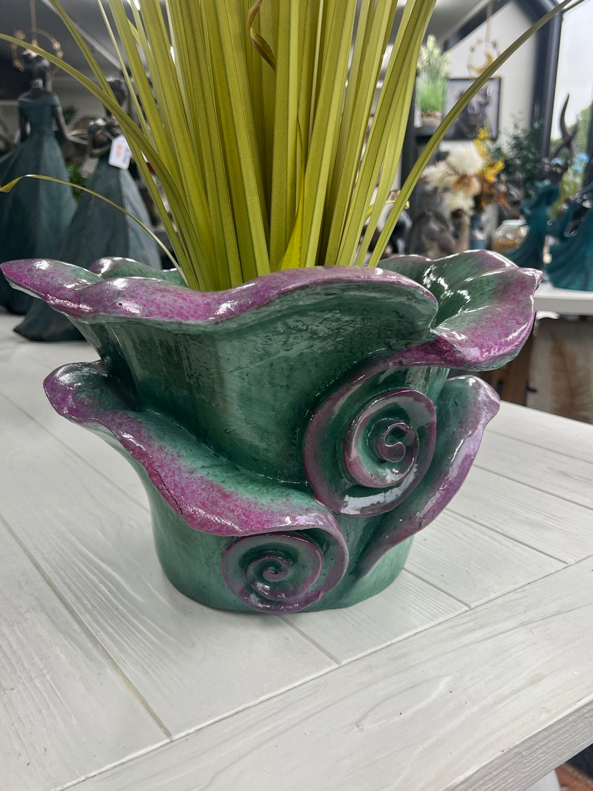 FLEUR HETEROTYPIC FLOWER POT(OUTDOOR), AQUA BLUE/RED, 36*36*23CM