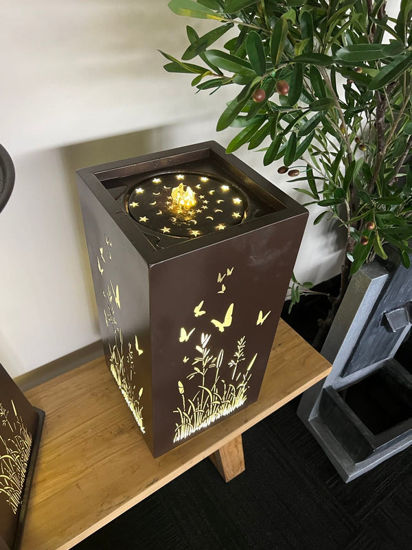 PAMPLONA Metal Outdoor & Indoor Water Feature with Lights and Electric Pump