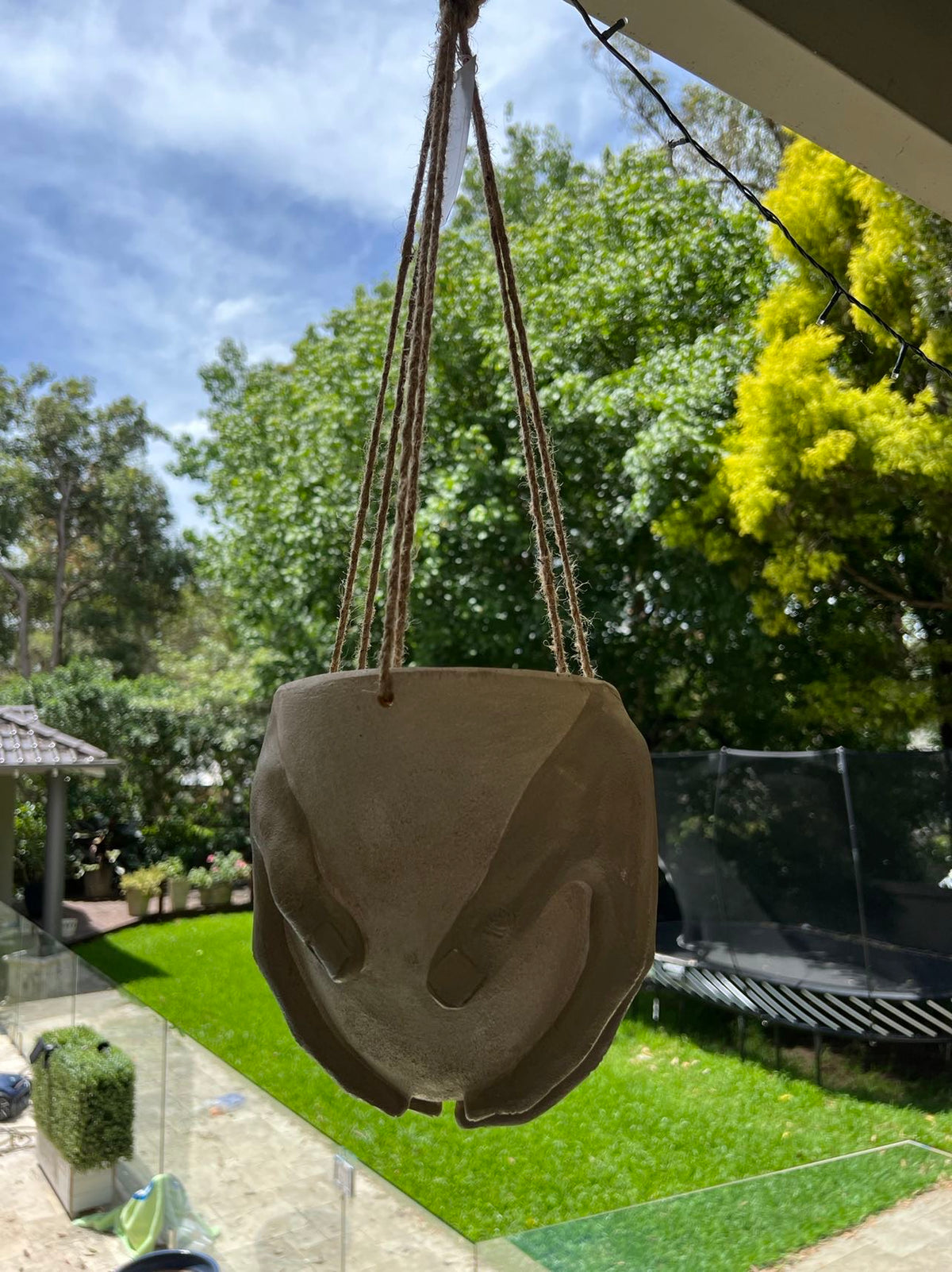 Two Hands Terracotta Clay Effect Hanging Planter Ornament