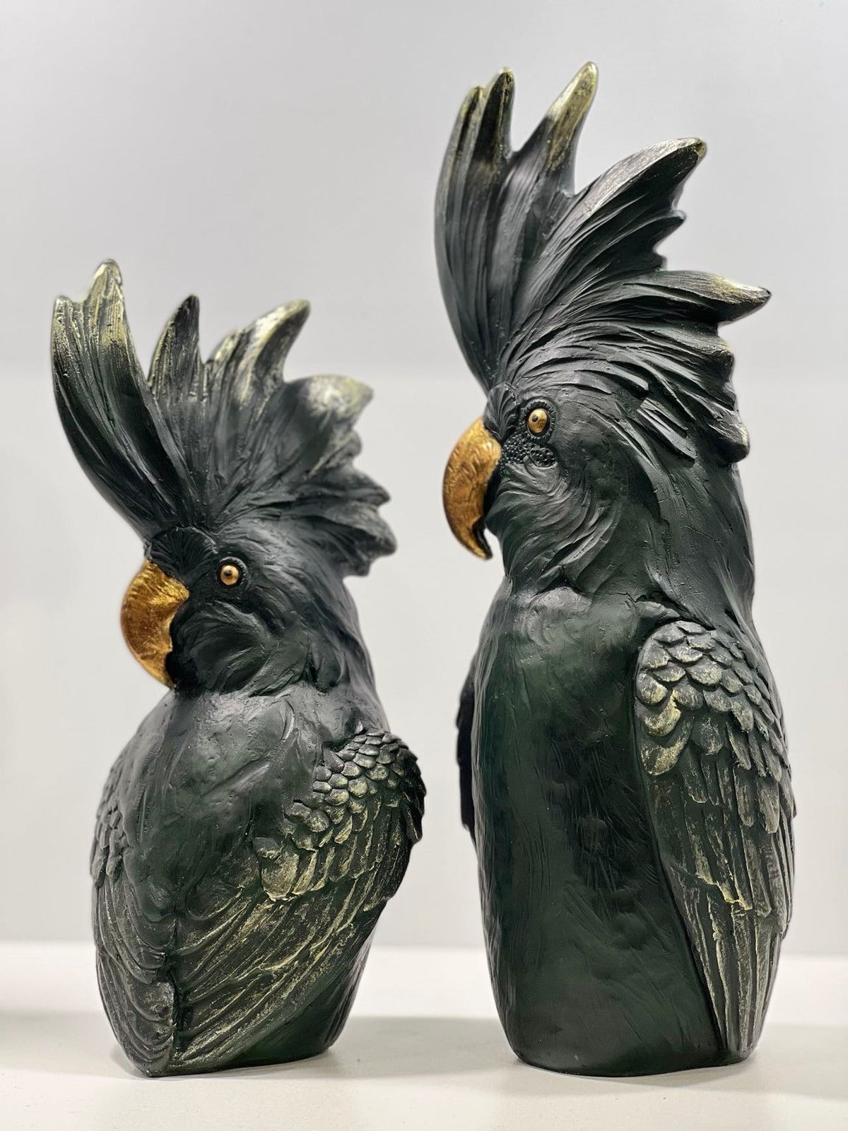 Dark Green with Copper Beaks Cockatoos Real Look Set 2
