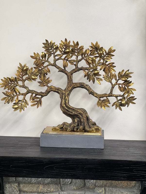 Olive Tree complete Gold & Natural Colour on Metallic Look Stand