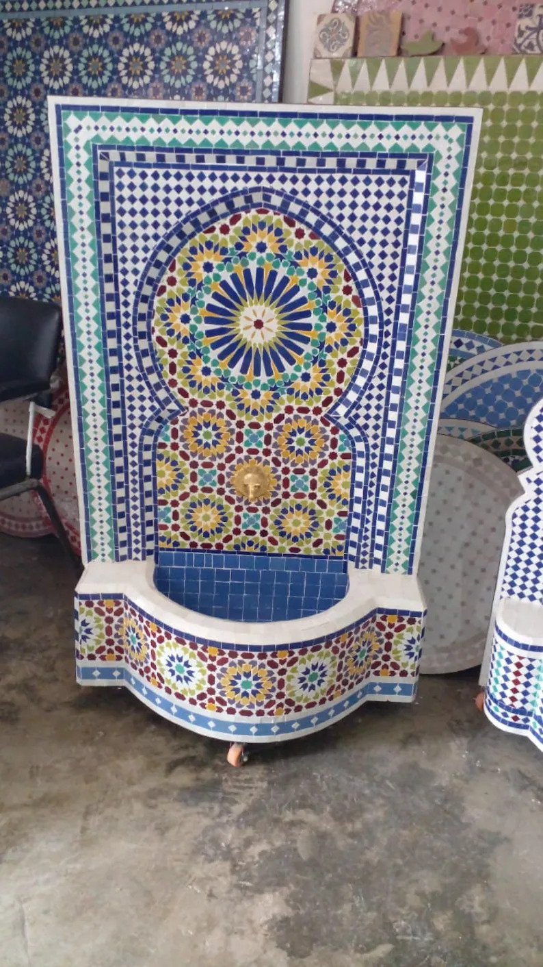 Handcrafted Moroccan Mosaic Tile Water Fountain