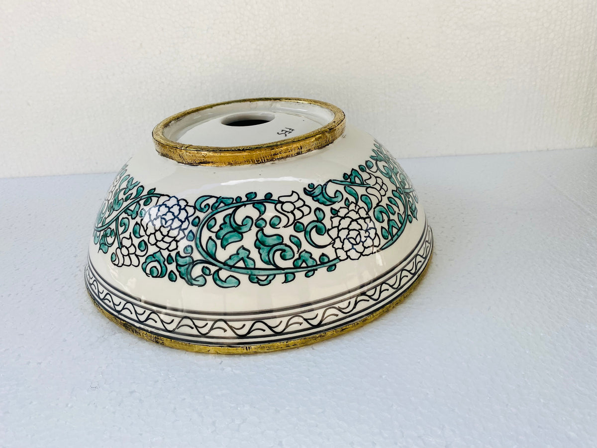 bathroom sink Brushed Solid Brass Rimmed Basin - Basin with Mid-Century Modern - Artisanal Farmhouse London Basin - bathroom ceramic sink