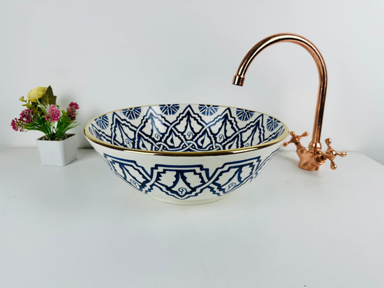 14k rimmed basin for Bathroom - Luxury countertop washbasin blue