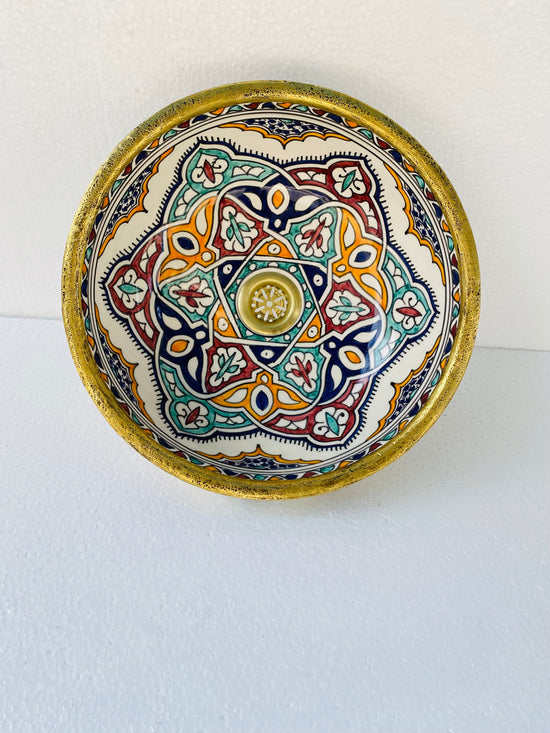 Bathroom sink Brushed Solid Brass Rimmed Basin - Basin with Mid-Century Modern Flair - Artisanal Farmhouse sink