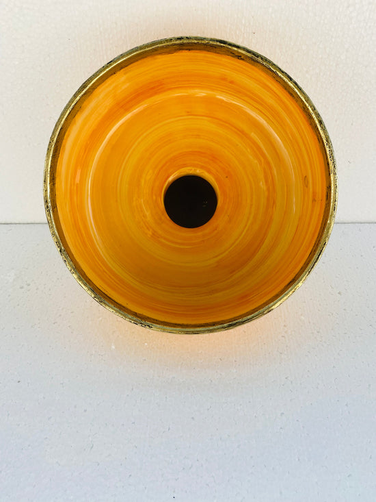 Orange bathroom sink - Brushed Solid Brass Rimmed Basin - Basin with Mid-Century Modern - blue ceramic sink Artisanal Farmhouse Basin